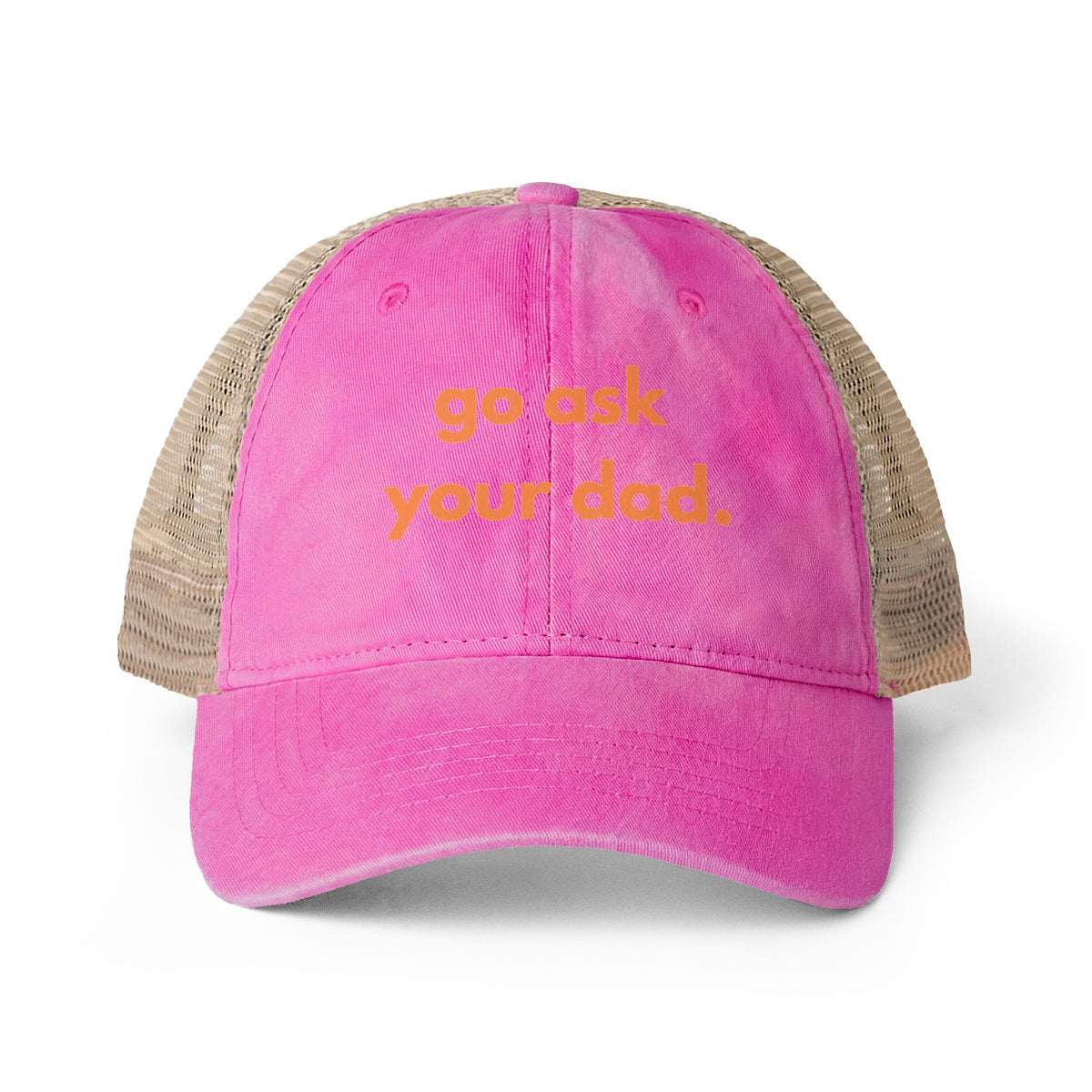 Go Ask Your Dad Hat, Funny Mom Joke, Dad Joke, Pink Trucker Hat, Women's Baseball Cap, Mom Gift