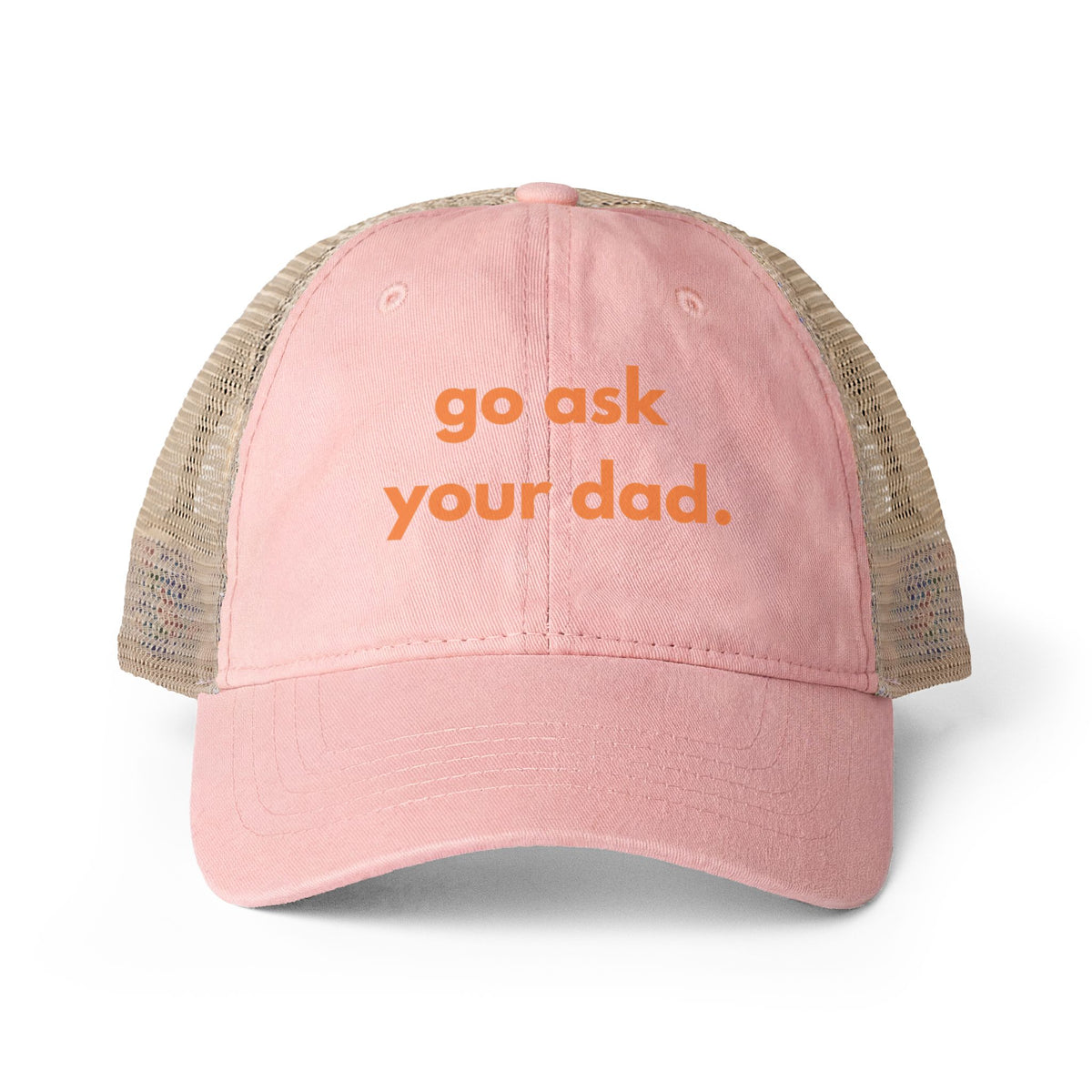 Go Ask Your Dad Hat, Funny Mom Joke, Dad Joke, Pink Trucker Hat, Women's Baseball Cap, Mom Gift